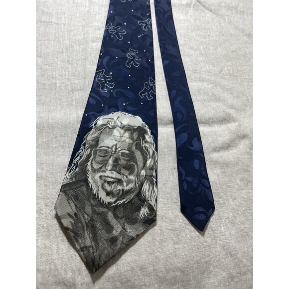 C. Garets Jerry Garcia Grateful Dead‎ Vintage Necktie Tie Deadhead Rare Navy - Picture 2 of 5